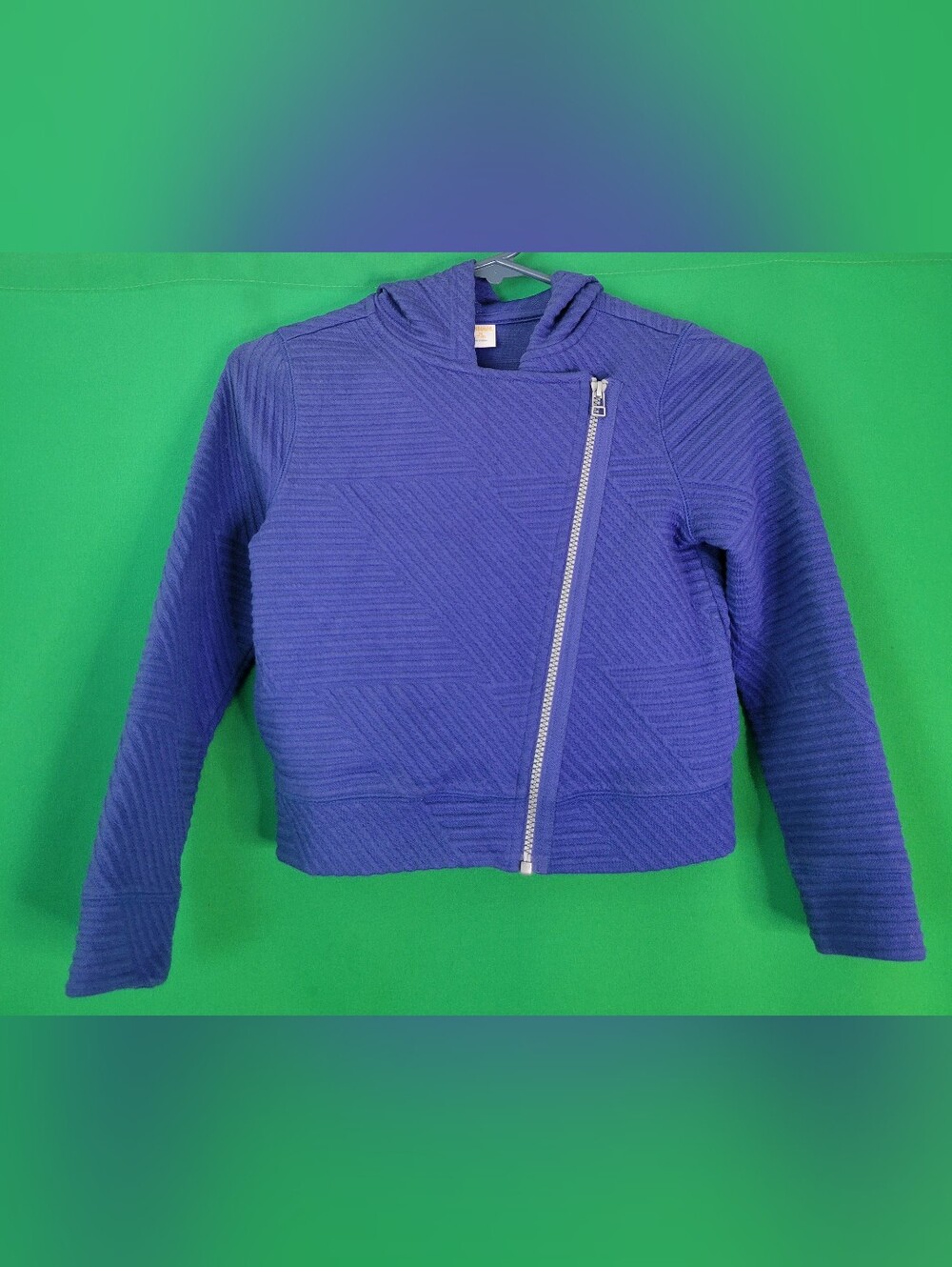 Gymboree Purple Ribbed Pea Coat Jacket Moto Quilted Sz 7/8 Girls Hoodie Textured